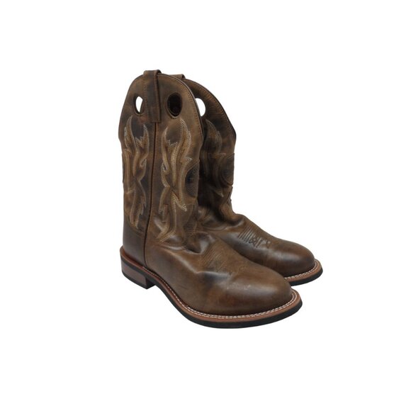 Laredo Men's 10" Cowboy Round Toe Leather Western Boots 7915 Brown Size 9D - Picture 1 of 8